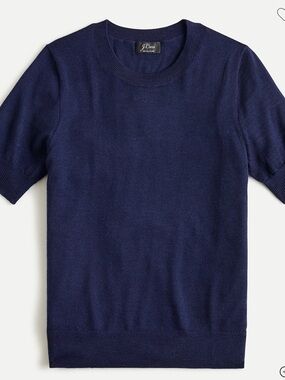 J. Crew Navy Cotton Crewneck Short Sleeve Sweater
